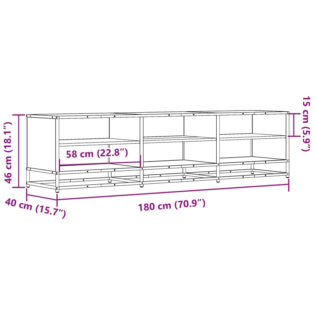 Tv-meubel 180x40x46 cm bewerkt hout zwart