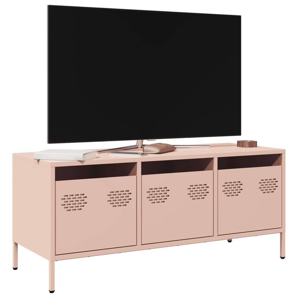 Tv-meubel 101,5x39x43,5 cm koudgewalst staal roze