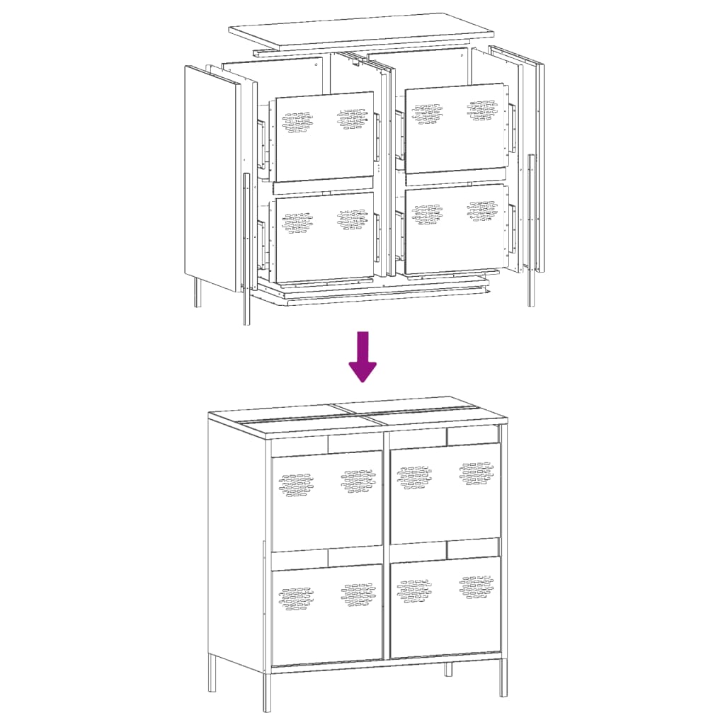 Dressoir 68x39x73,5 cm koudgewalst staal zwart