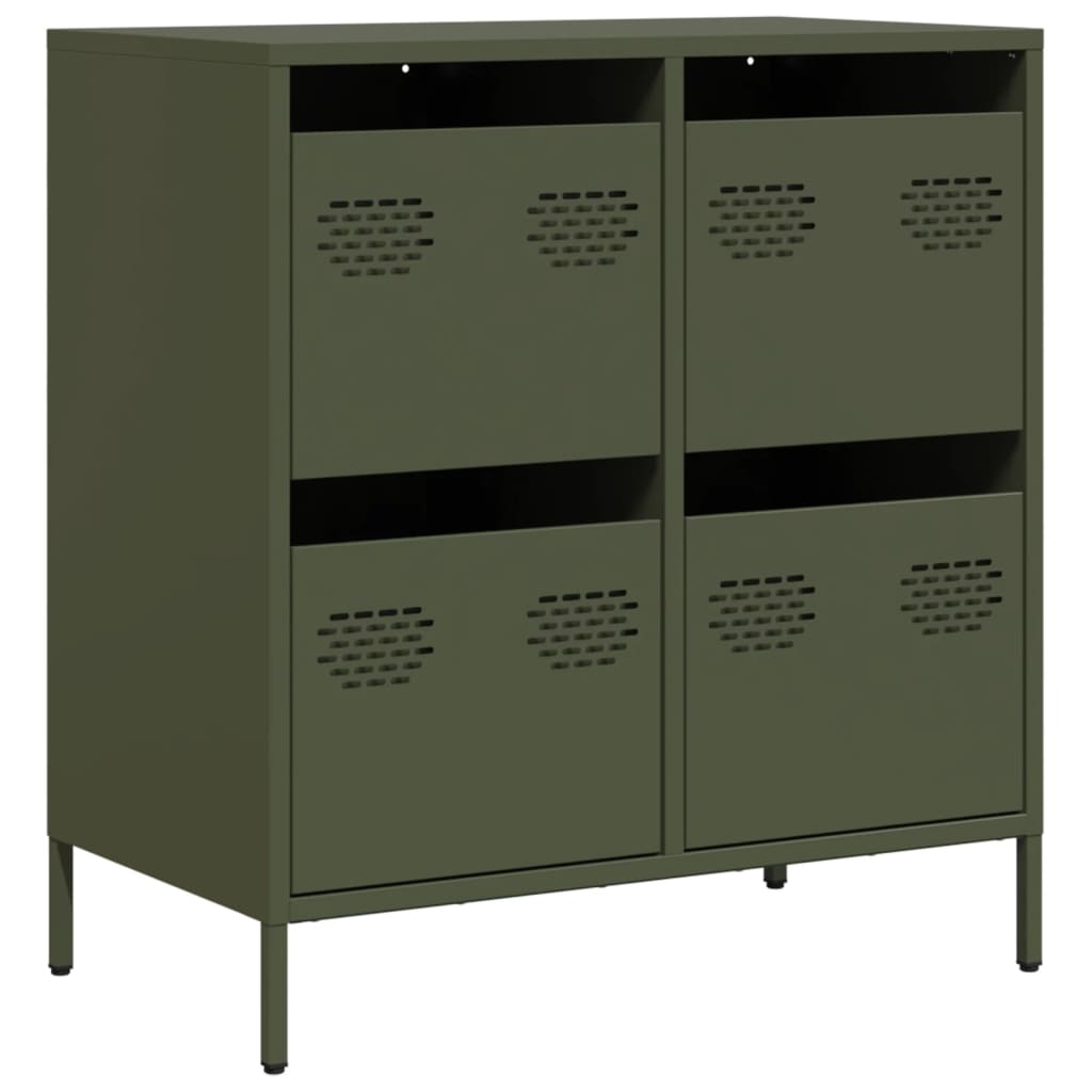 Dressoir 68x39x73,5 cm koudgewalst staal olijfgroen