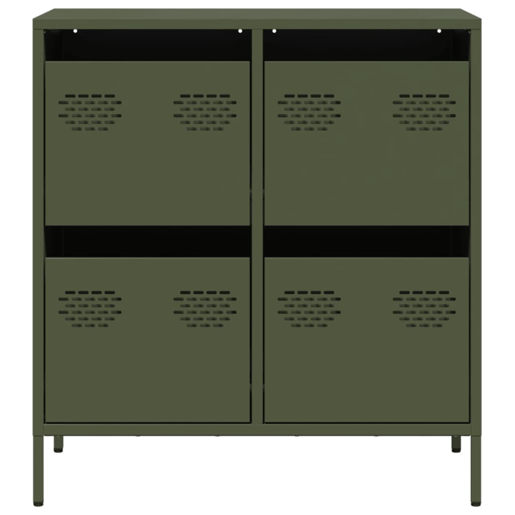 Dressoir 68x39x73,5 cm koudgewalst staal olijfgroen