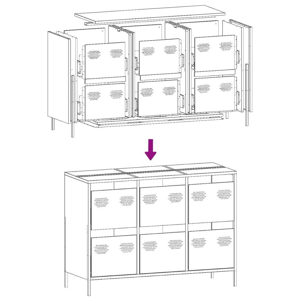 Dressoir 101,5x39x73,5 cm koudgewalst staal zwart