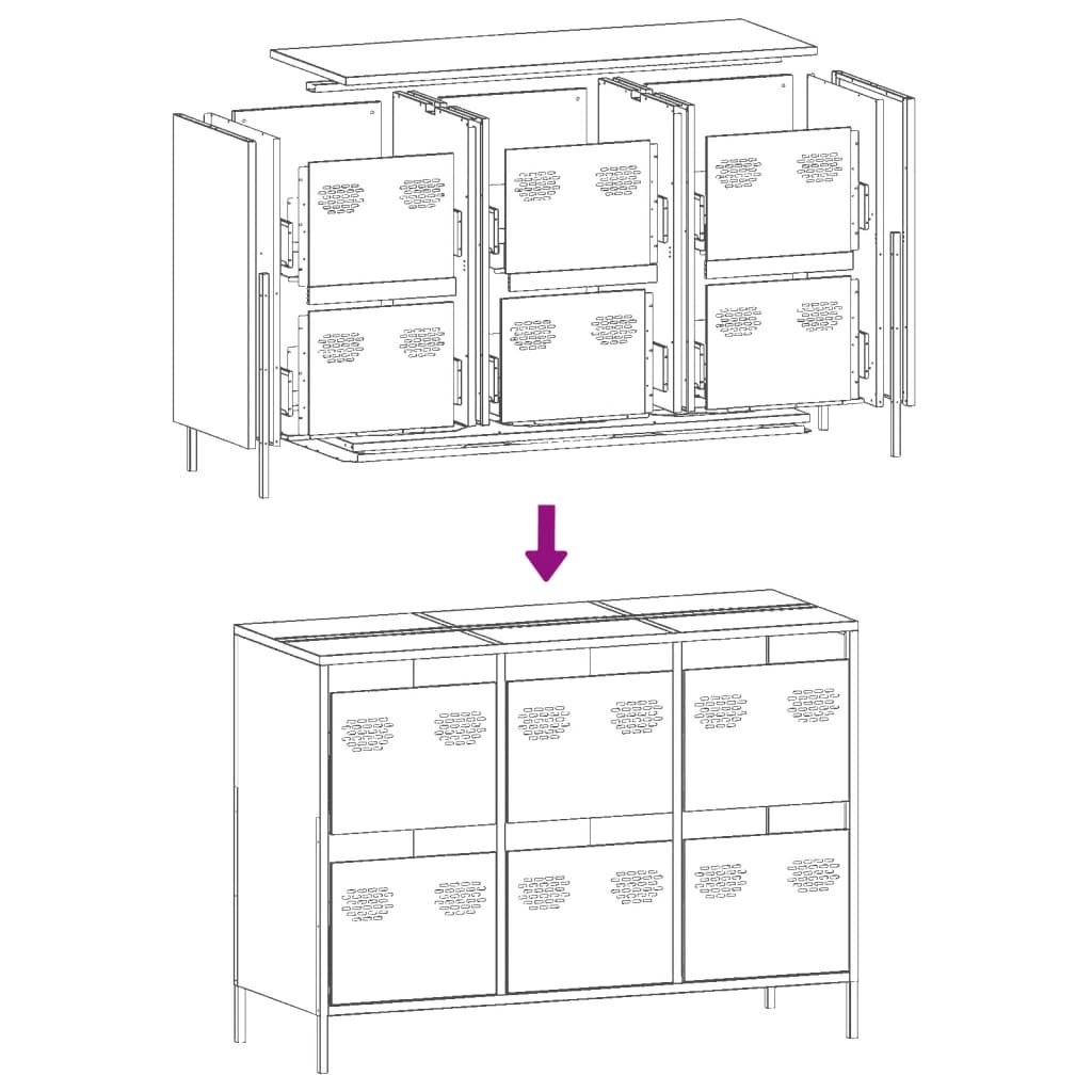 Dressoir 101,5x39x73,5 cm koudgewalst staal roze