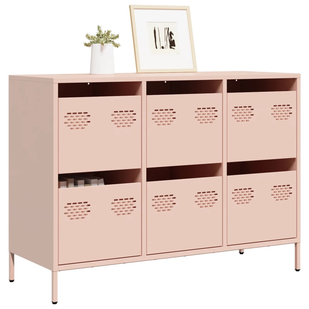 Dressoir 101,5x39x73,5 cm koudgewalst staal roze