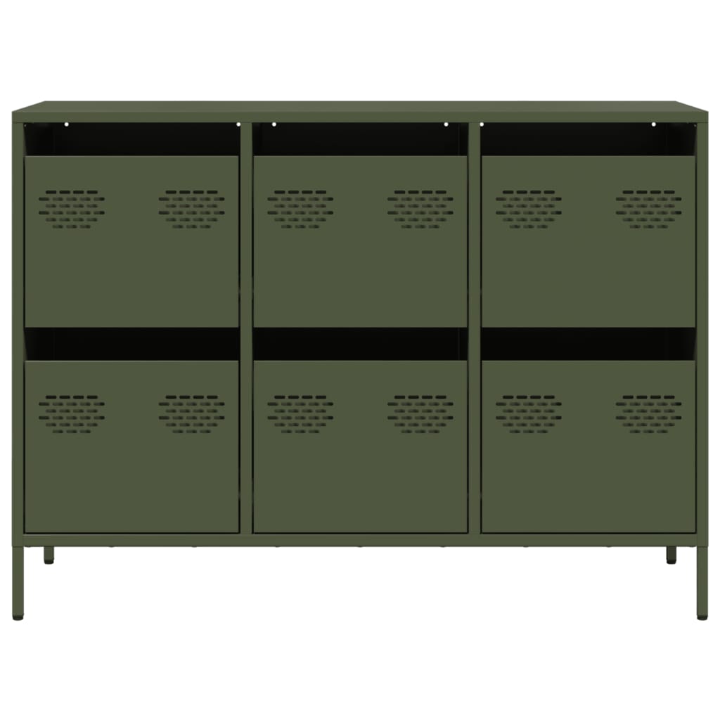 Dressoir 101,5x39x73,5 cm koudgewalst staal olijfgroen