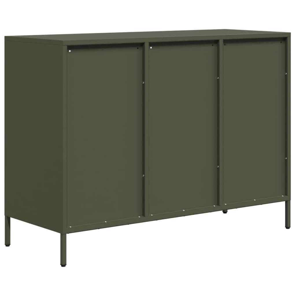 Dressoir 101,5x39x73,5 cm koudgewalst staal olijfgroen