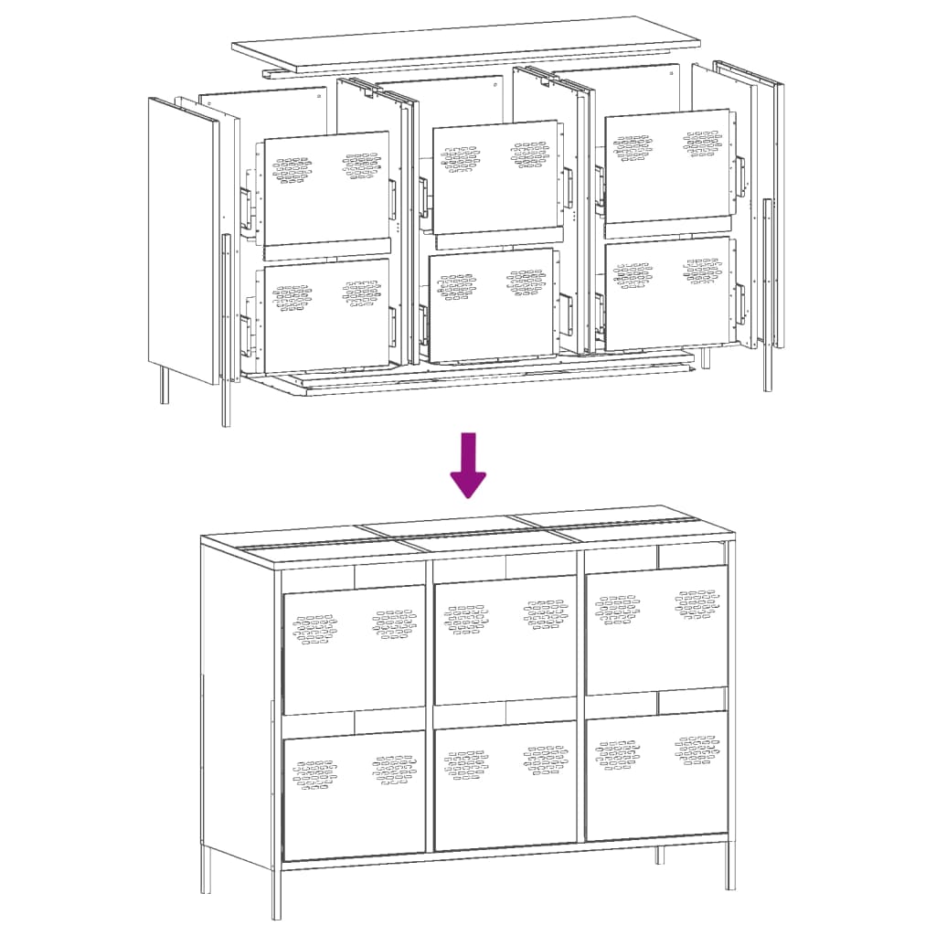 Dressoir 101,5x39x73,5 cm koudgewalst staal olijfgroen