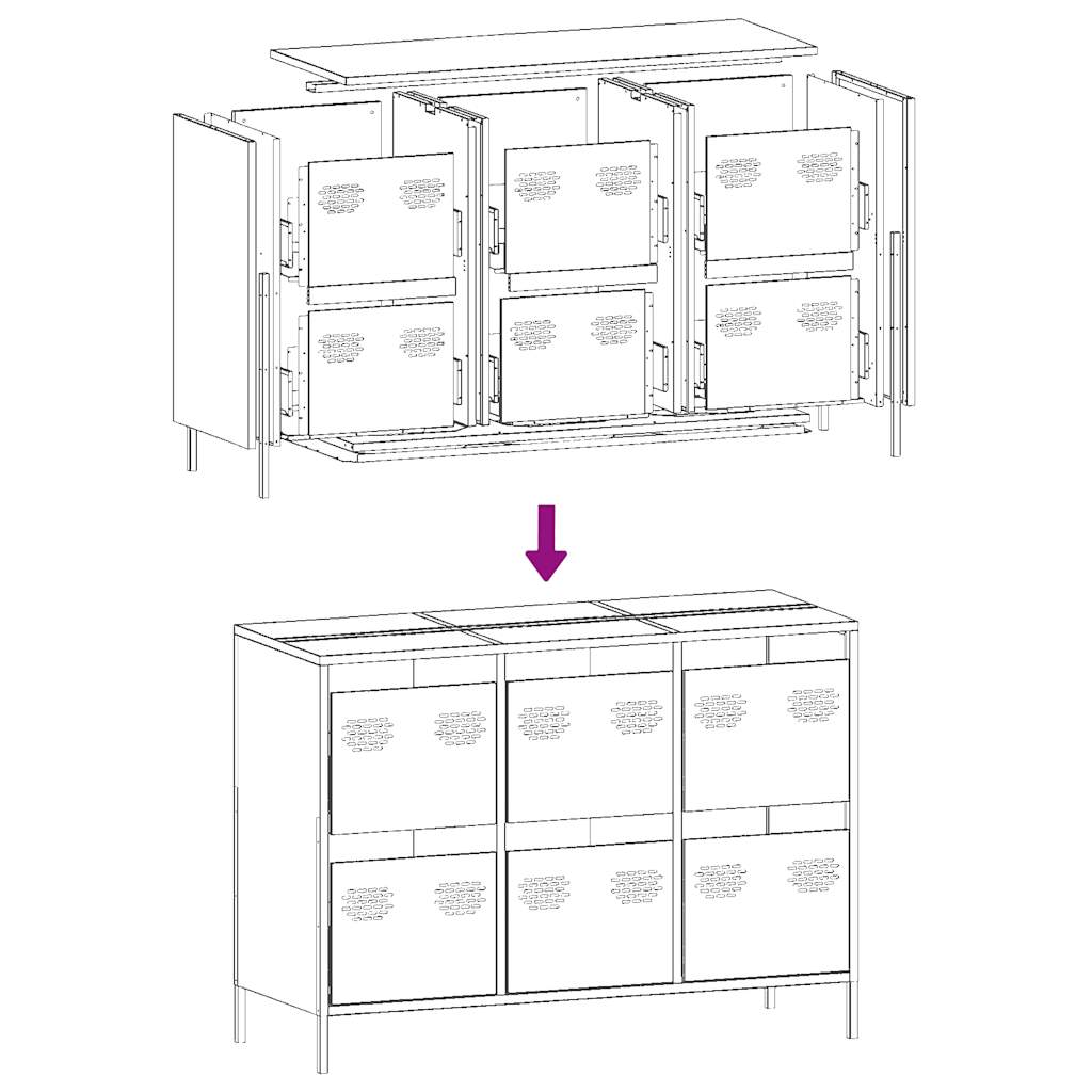 Dressoir 101,5x39x73,5 cm koudgewalst staal wit