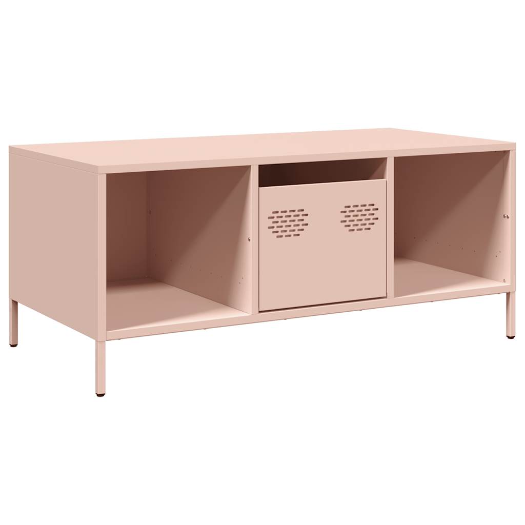 Salontafel 101,5x50x43,5 cm koudgewalst staal roze