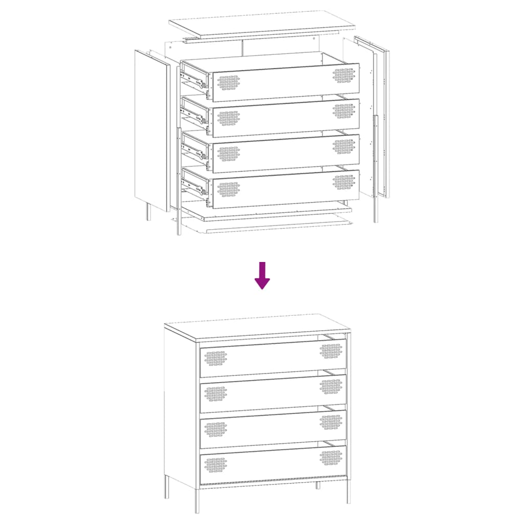 Dressoir 68x39x73,5 cm koudgewalst staal roze