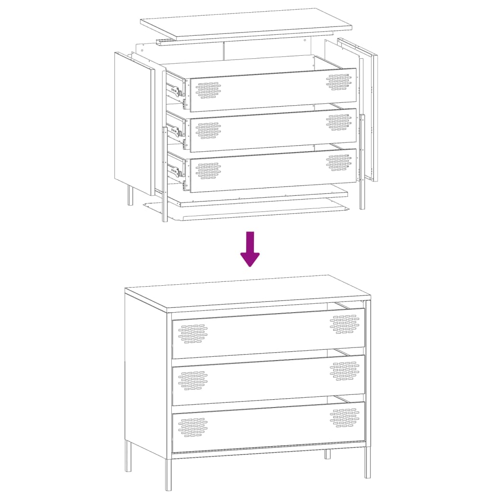 Dressoir 68x39x58,5 cm koudgewalst staal zwart