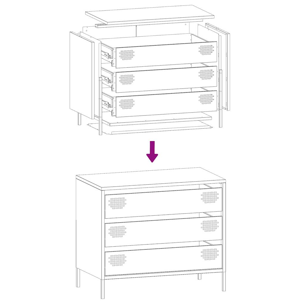 Dressoir 68x39x58,5 cm koudgewalst staal roze