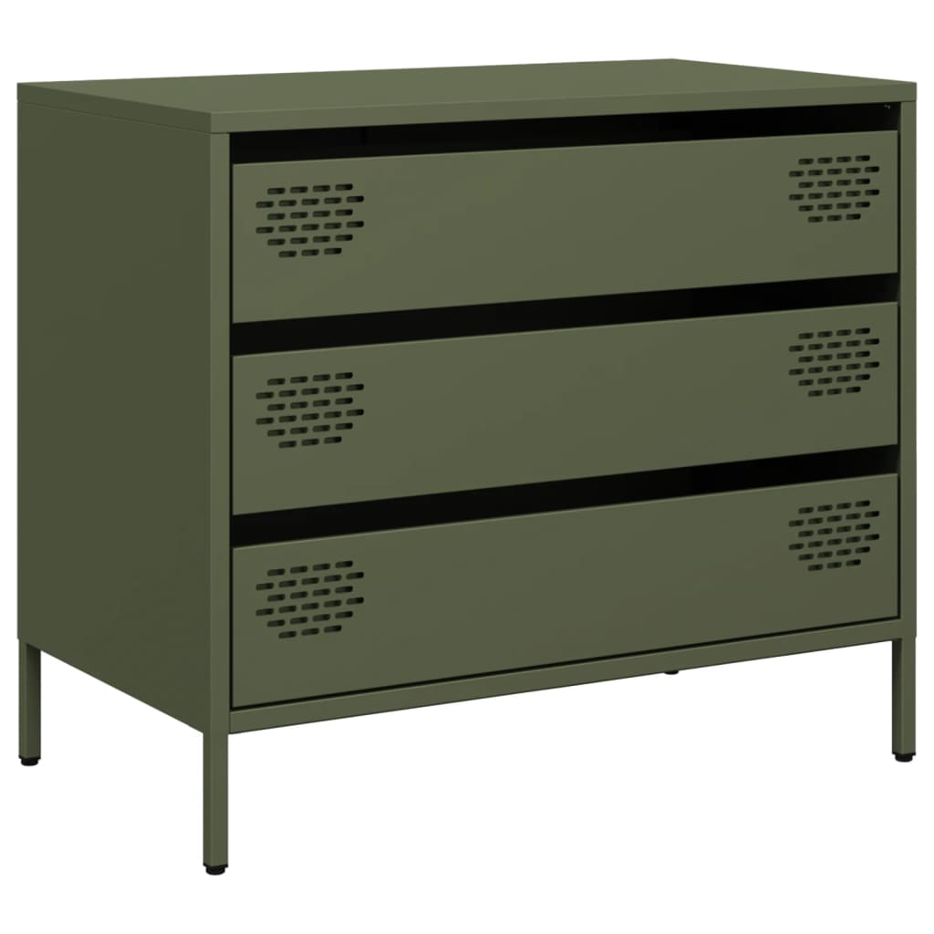 Dressoir 68x39x58,5 cm koudgewalst staal olijfgroen