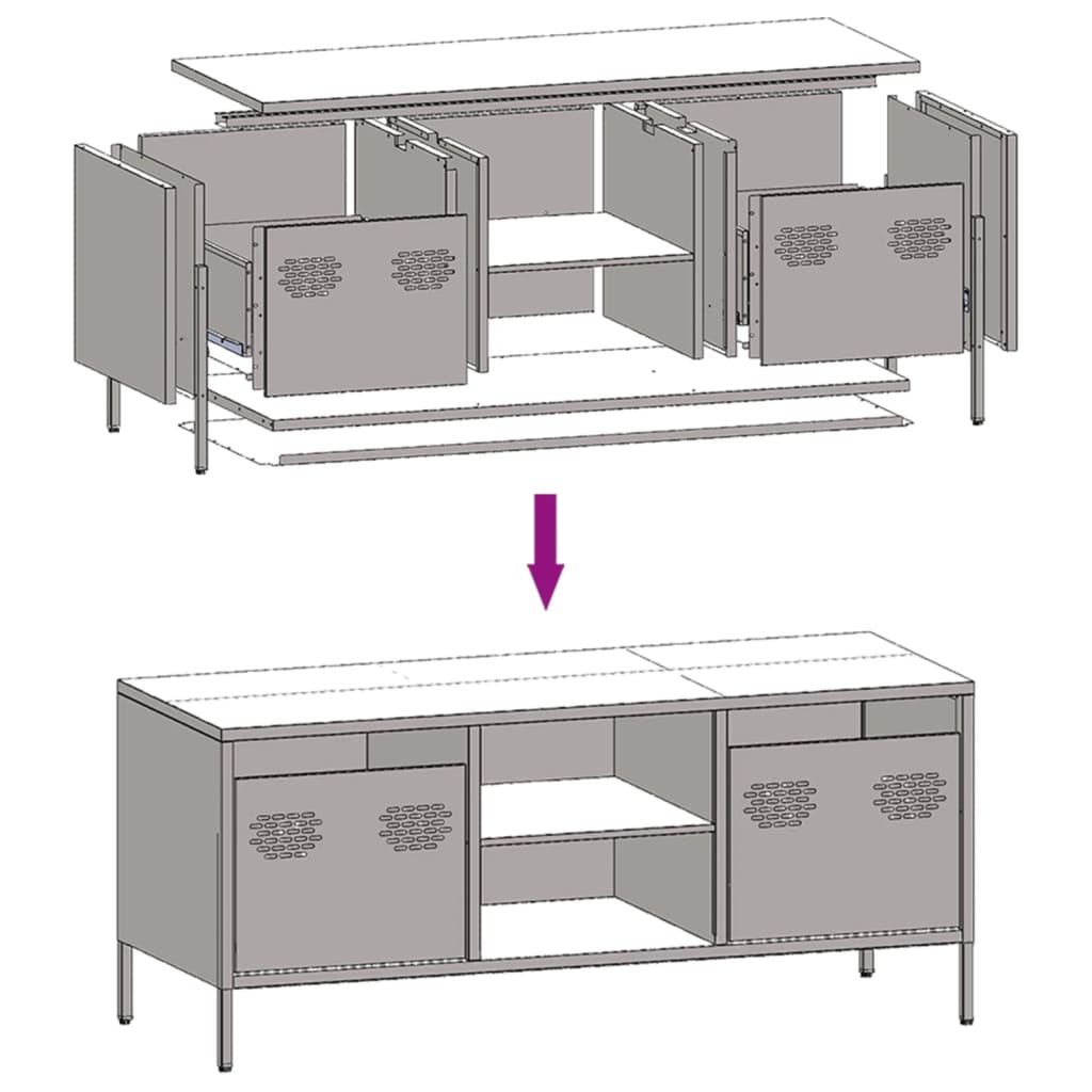 Tv-meubel 101,5x39x43,5 cm koudgewalst staal zwart