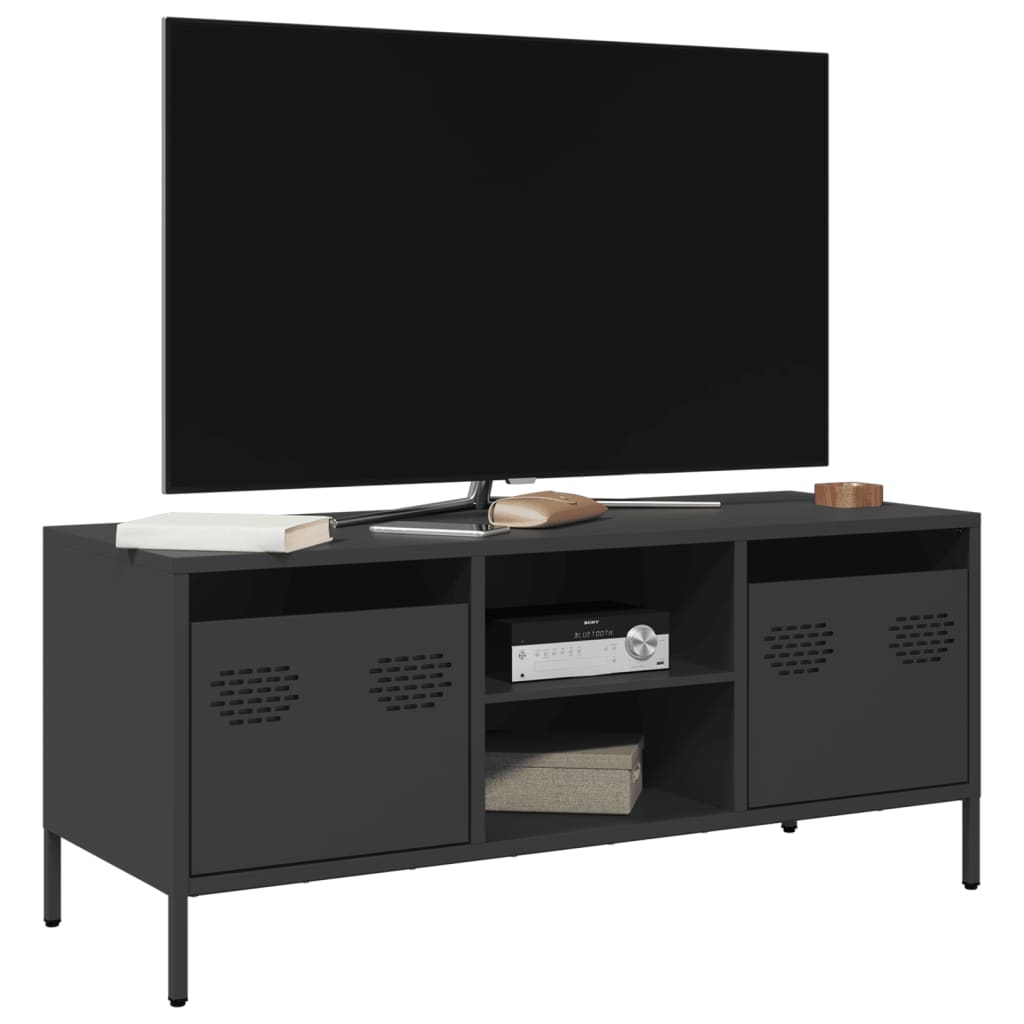 Tv-meubel 101,5x39x43,5 cm koudgewalst staal zwart