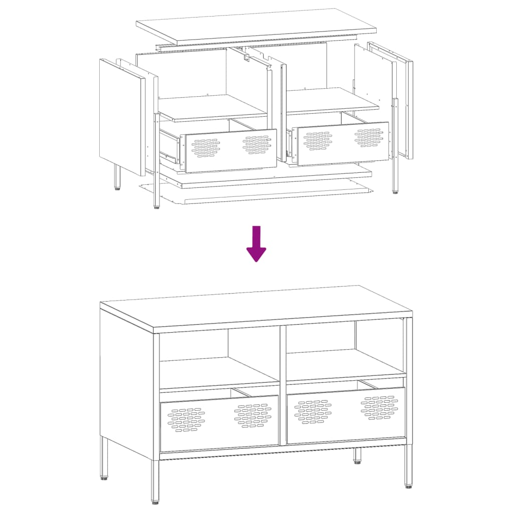 Tv-meubel 68x39x43,5 cm koudgewalst staal zwart