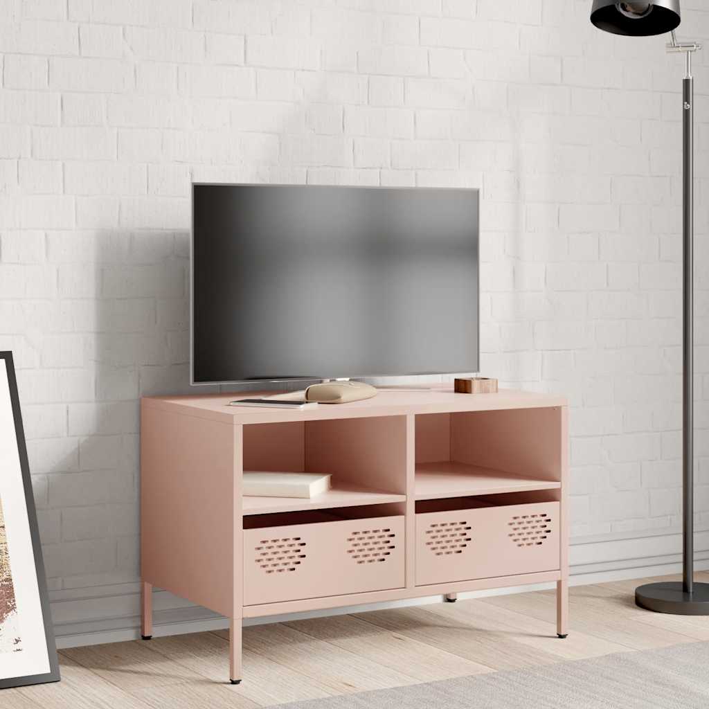 Tv-meubel 68x39x43,5 cm koudgewalst staal roze