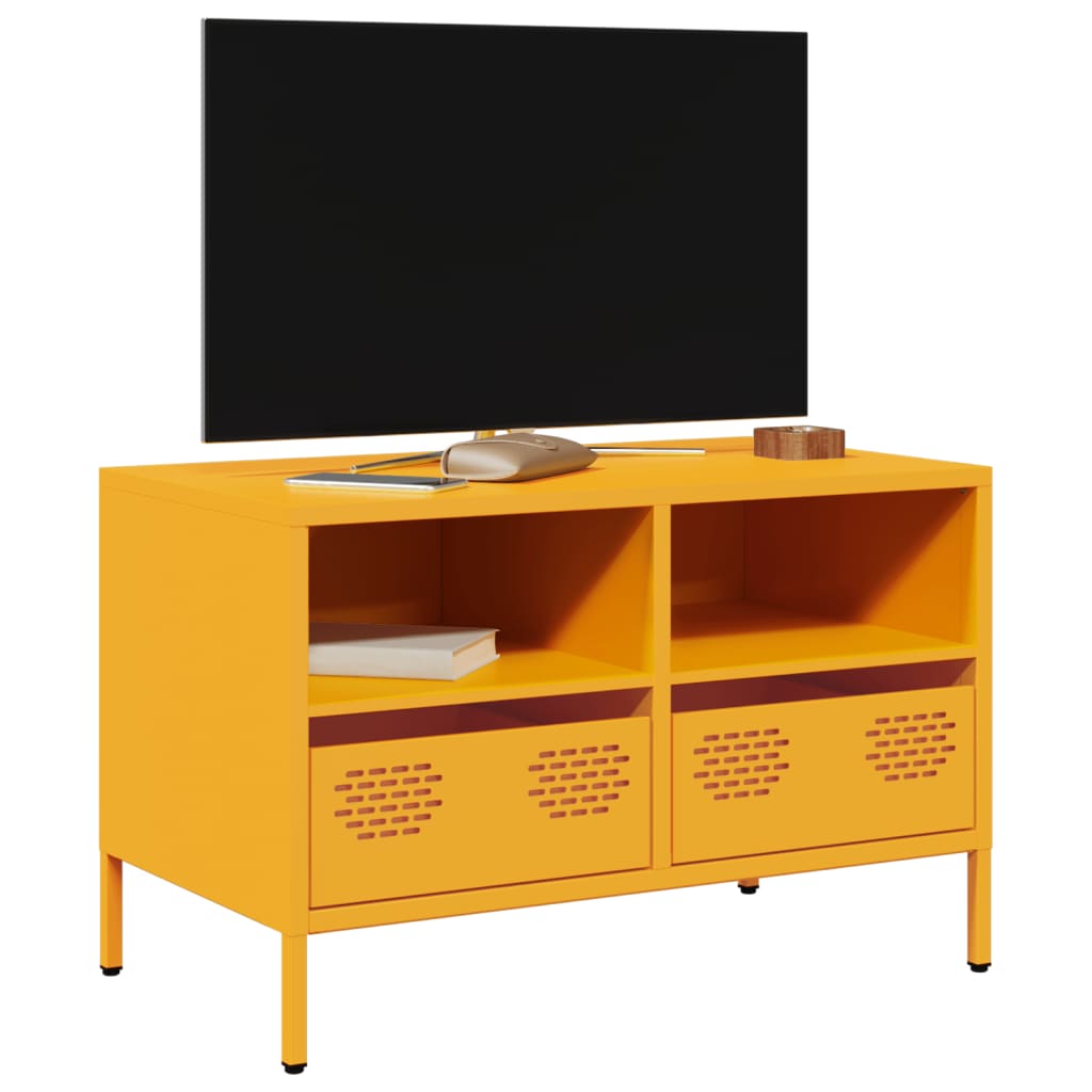 Tv-meubel 68x39x43,5 cm koudgewalst staal mosterdgeel