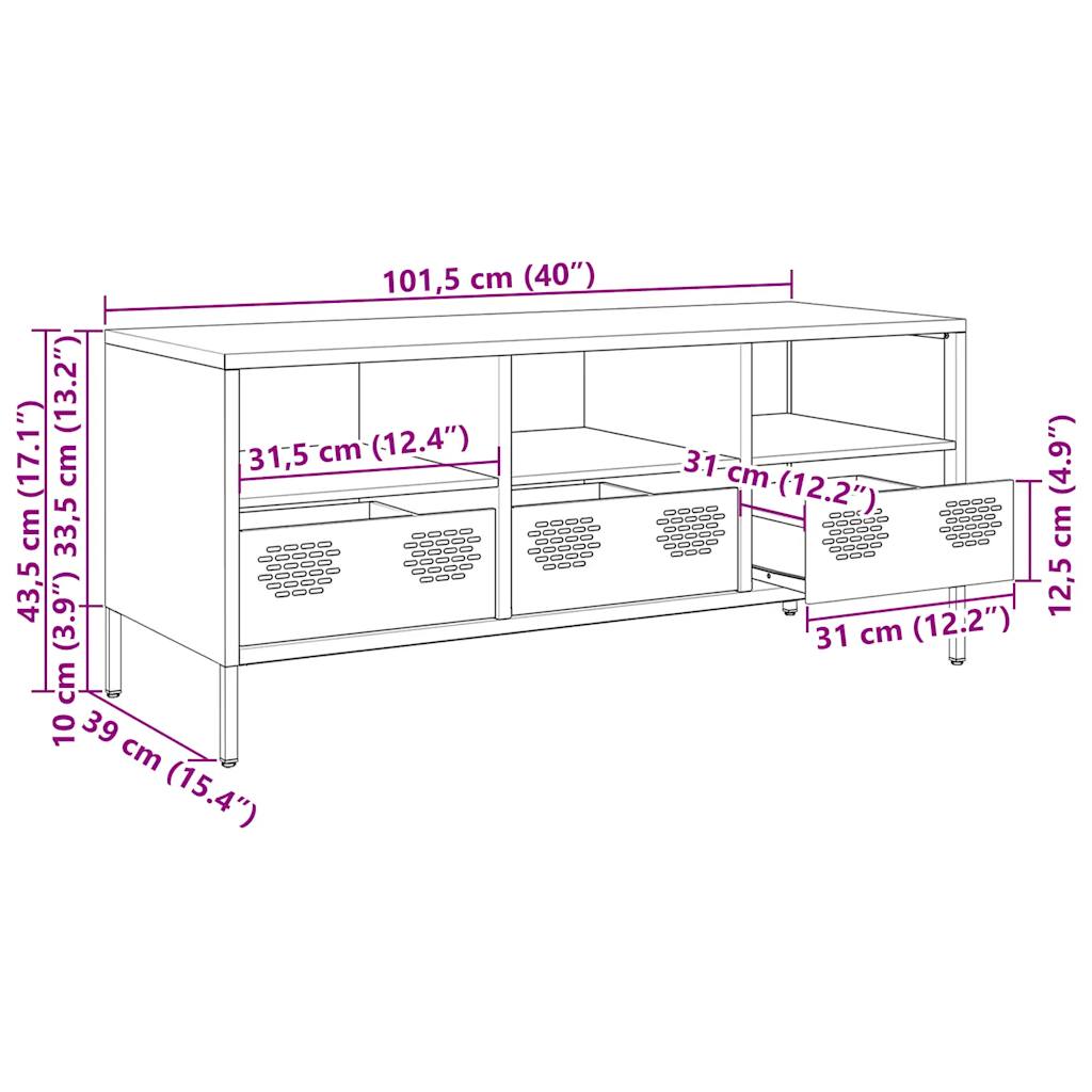 Tv-meubel 101,5x39x43,5 cm koudgewalst staal zwart