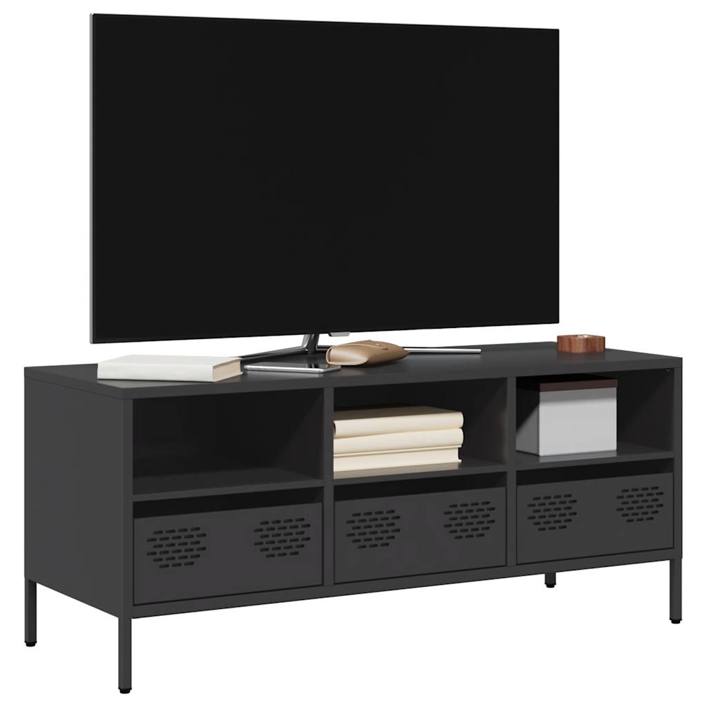 Tv-meubel 101,5x39x43,5 cm koudgewalst staal zwart