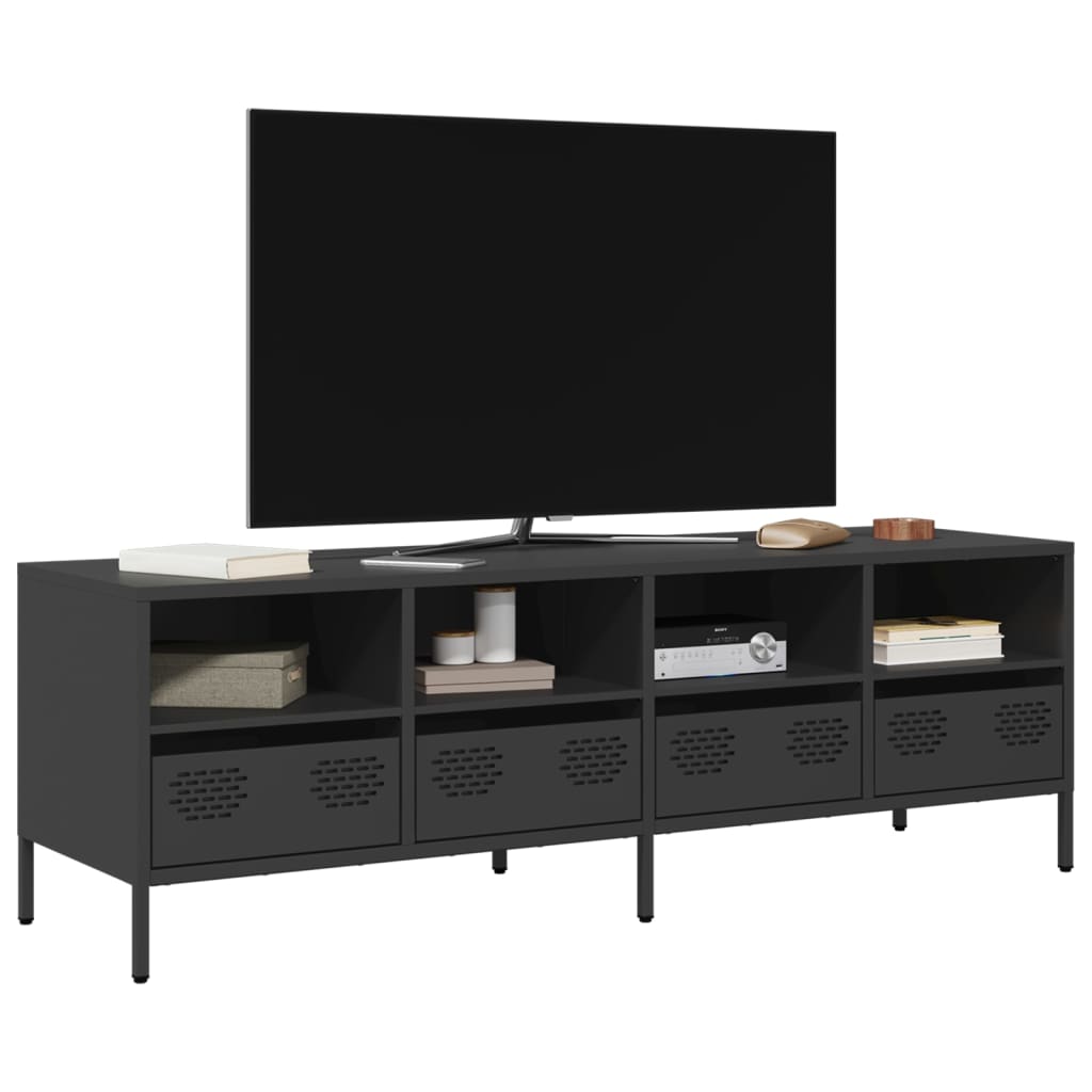 Tv-meubel 135x39x43,5 cm koudgewalst staal zwart