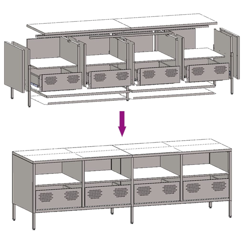 Tv-meubel 135x39x43,5 cm koudgewalst staal antracietkleurig