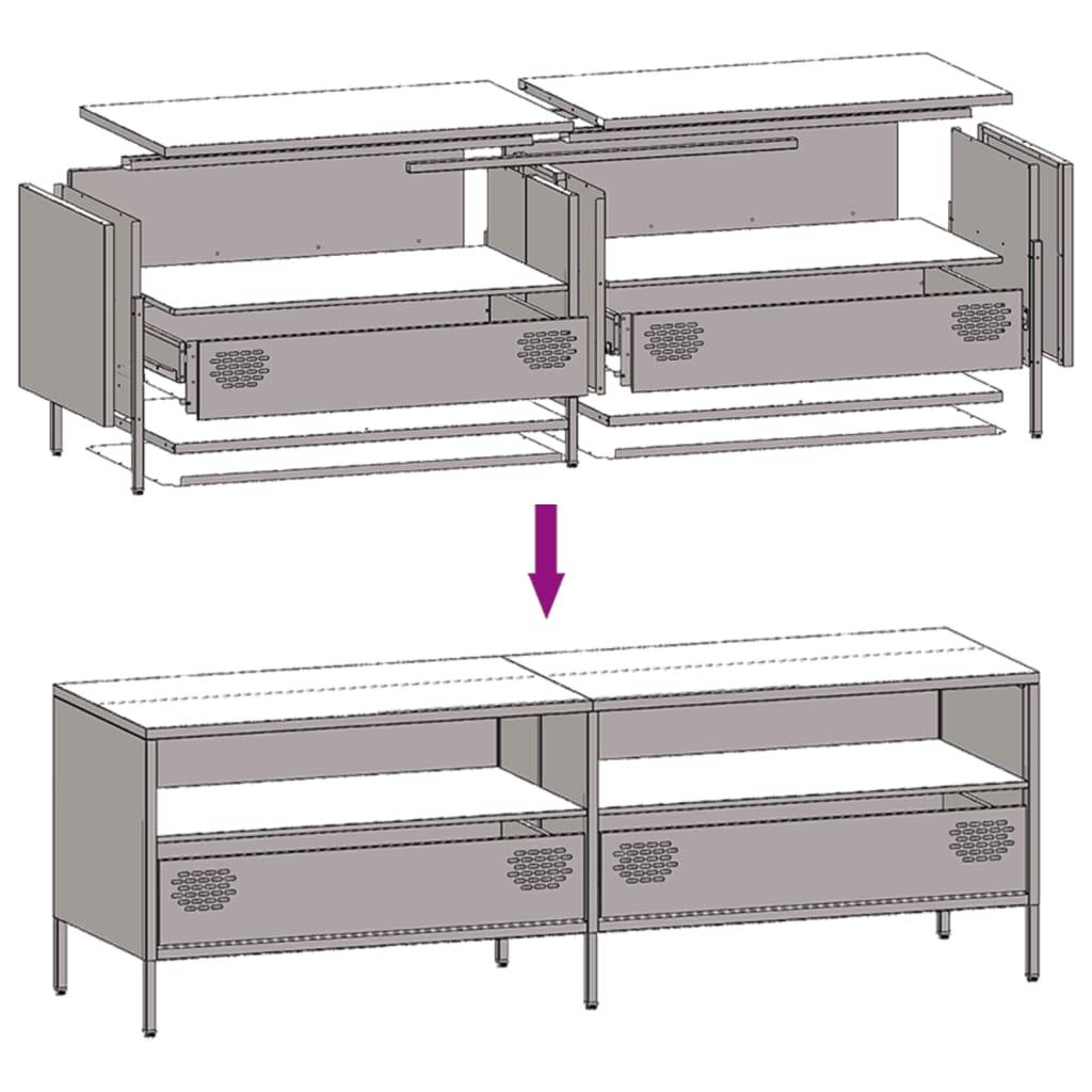 Tv-meubel 135x39x43,5 cm koudgewalst staal zwart