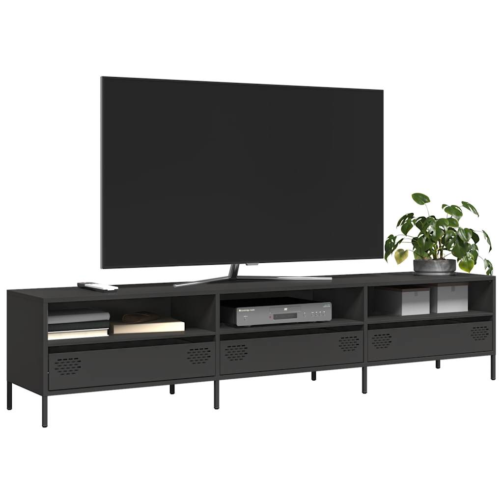 Tv-meubel 202x39x43,5 cm koudgewalst staal zwart