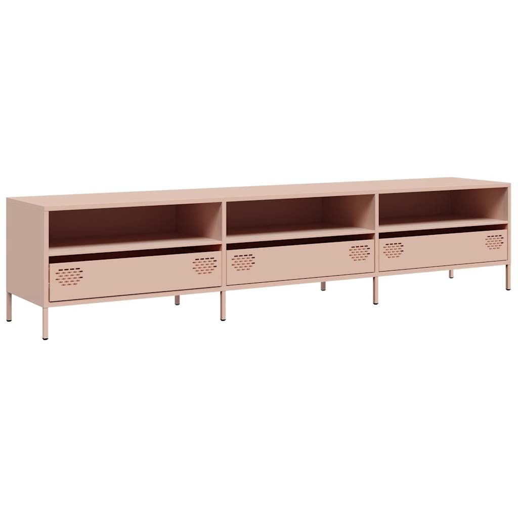 Tv-meubel 202x39x43,5 cm koudgewalst staal roze