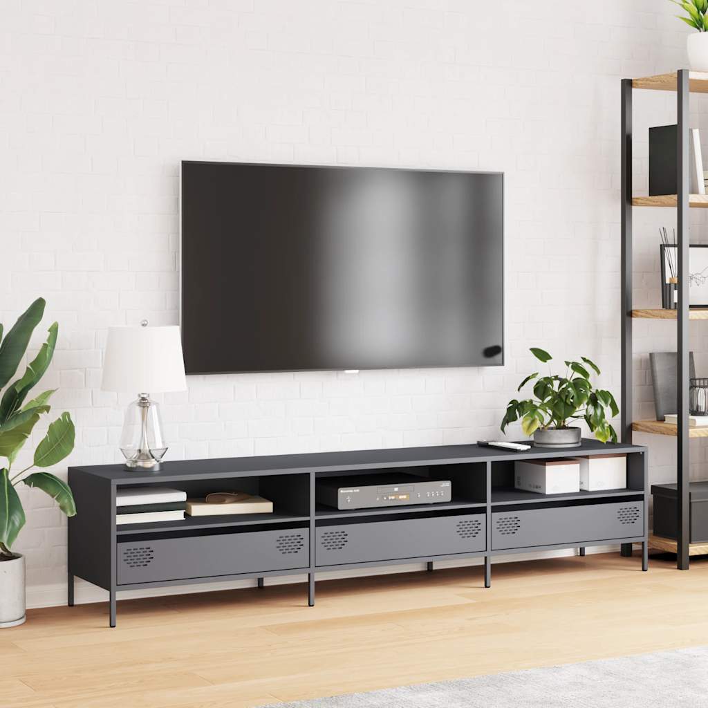 Tv-meubel 202x39x43,5 cm koudgewalst staal antracietkleurig