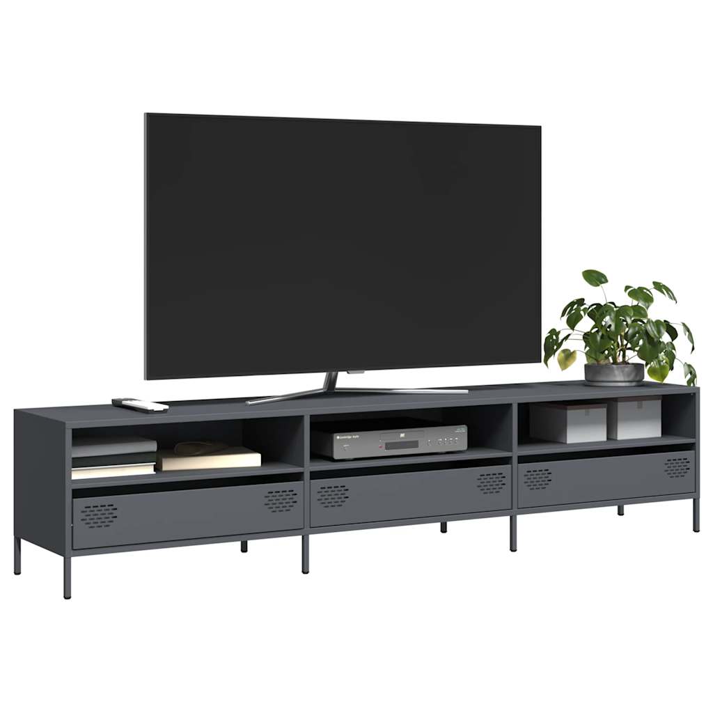 Tv-meubel 202x39x43,5 cm koudgewalst staal antracietkleurig