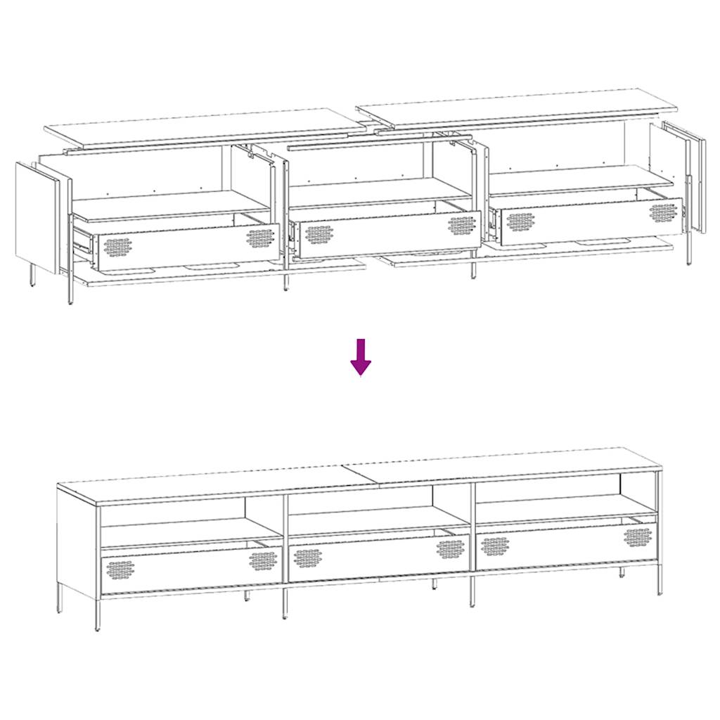 Tv-meubel 202x39x43,5 cm koudgewalst staal mosterdgeel