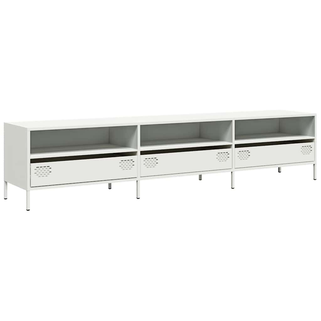 Tv-meubel 202x39x43,5 cm koudgewalst staal wit