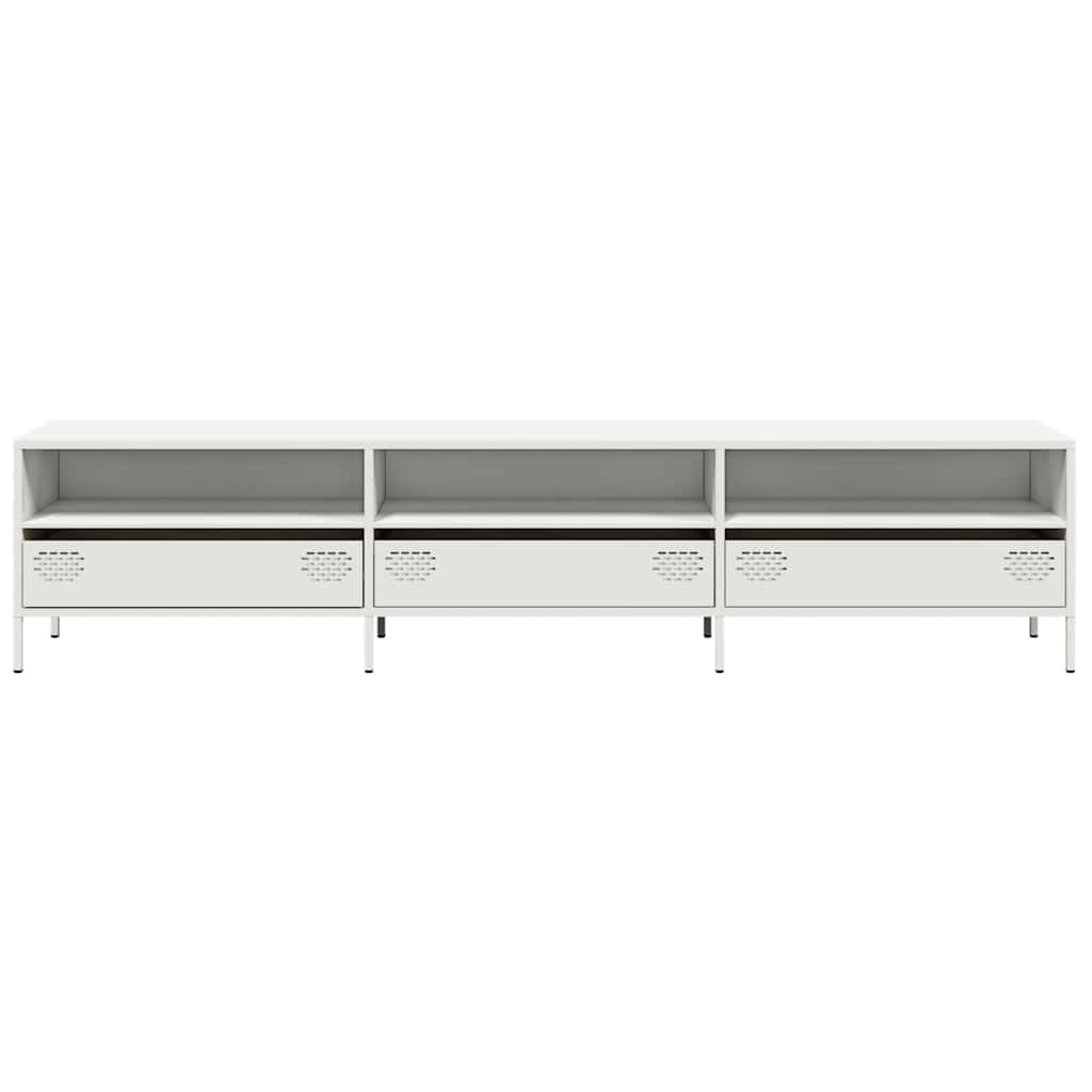 Tv-meubel 202x39x43,5 cm koudgewalst staal wit