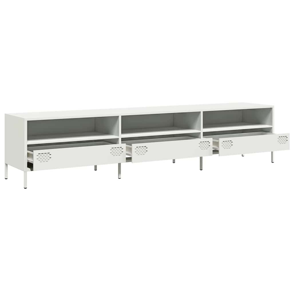 Tv-meubel 202x39x43,5 cm koudgewalst staal wit