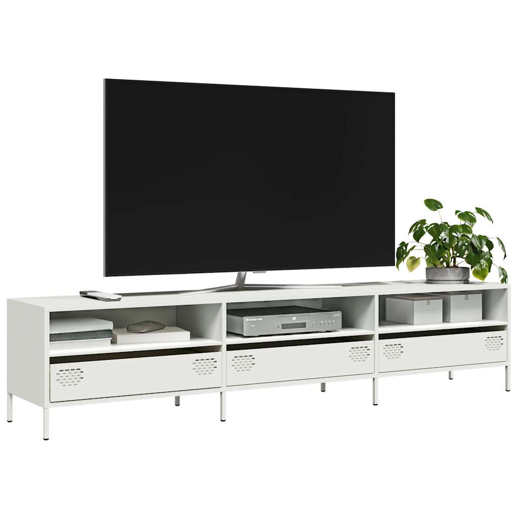 Tv-meubel 202x39x43,5 cm koudgewalst staal wit