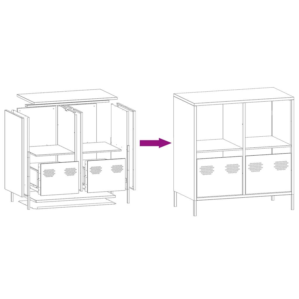 Dressoir 68x39x73,5 cm koudgewalst staal antracietkleurig