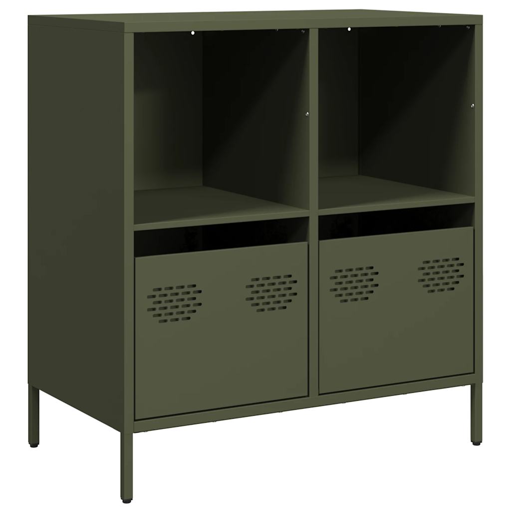 Dressoir 68x39x73,5 cm koudgewalst staal olijfgroen