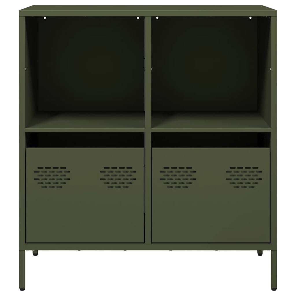 Dressoir 68x39x73,5 cm koudgewalst staal olijfgroen