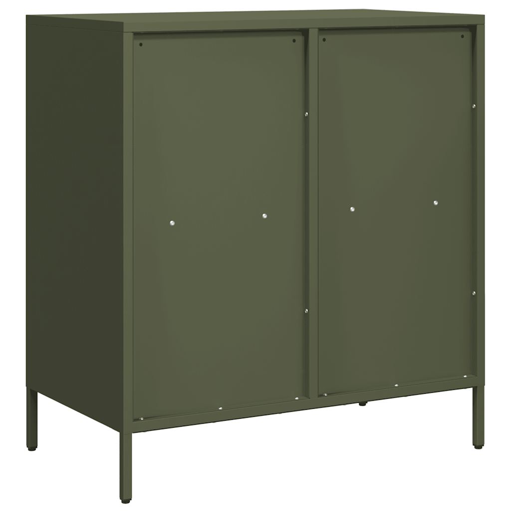 Dressoir 68x39x73,5 cm koudgewalst staal olijfgroen