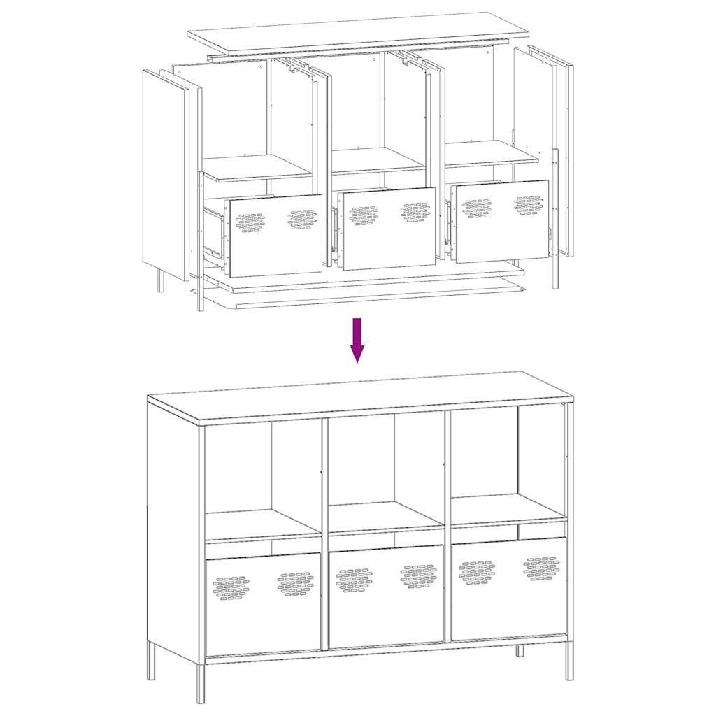 Dressoir 101,5x39x73,5 cm koudgewalst staal roze