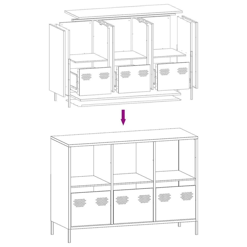 Dressoir 101,5x39x73,5 cm koudgewalst staal mosterdgeel