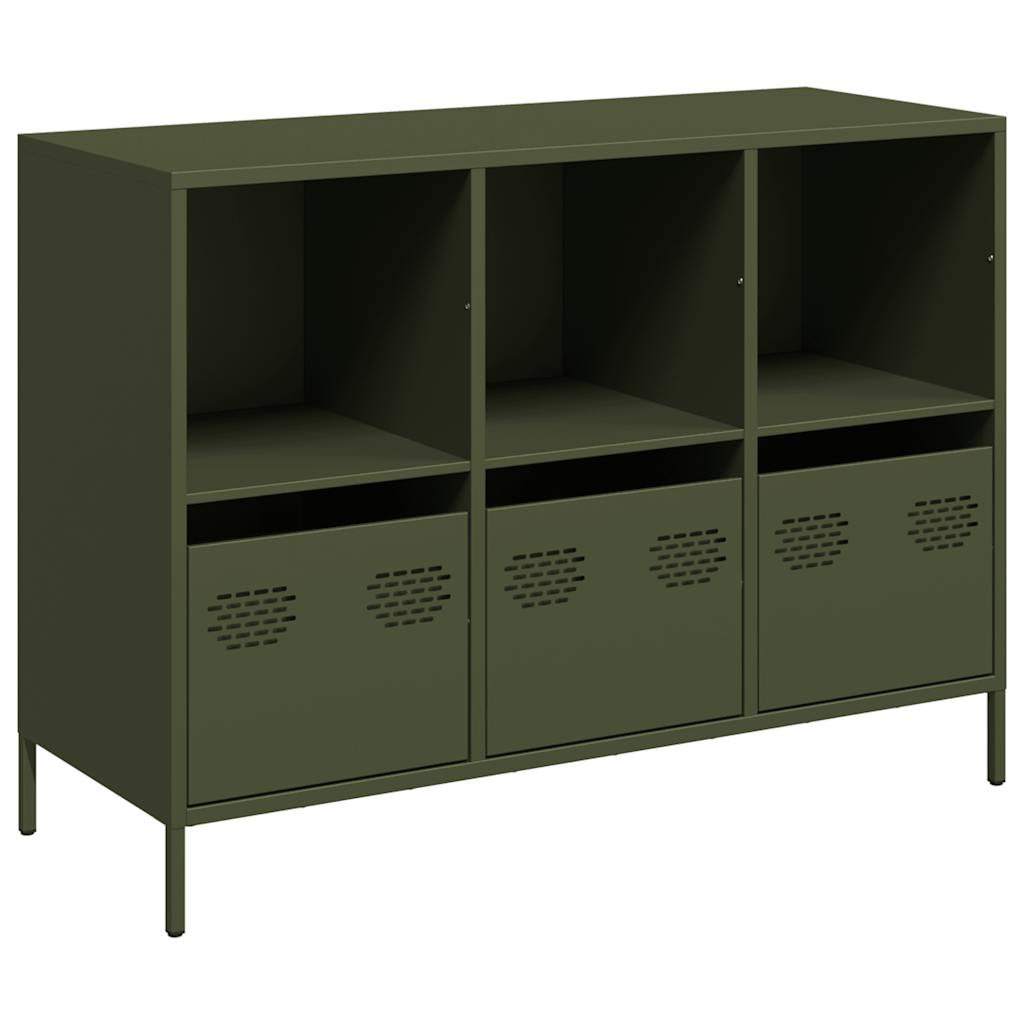 Dressoir 101,5x39x73,5 cm koudgewalst staal olijfgroen