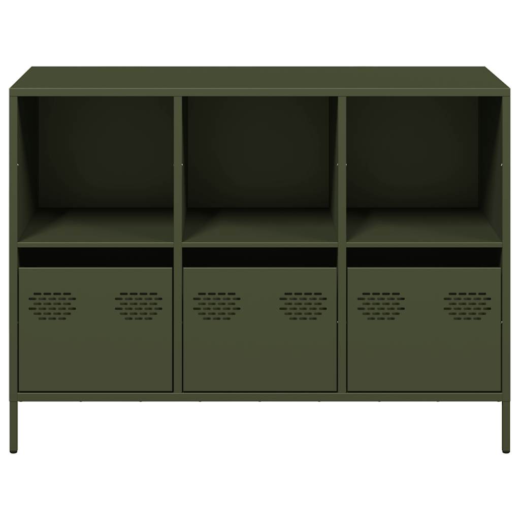 Dressoir 101,5x39x73,5 cm koudgewalst staal olijfgroen