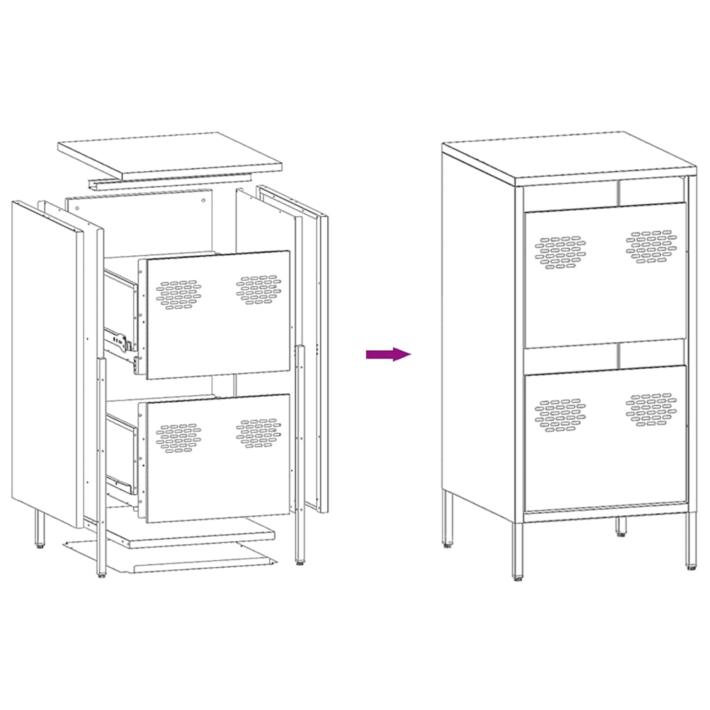 Dressoir 35x39x73,5 cm koudgewalst staal zwart