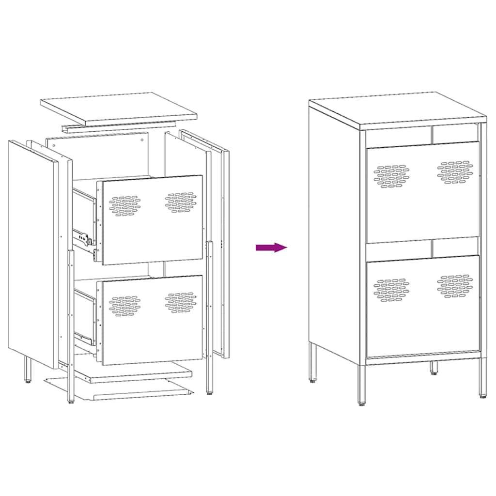 Dressoir 35x39x73,5 cm koudgewalst staal roze