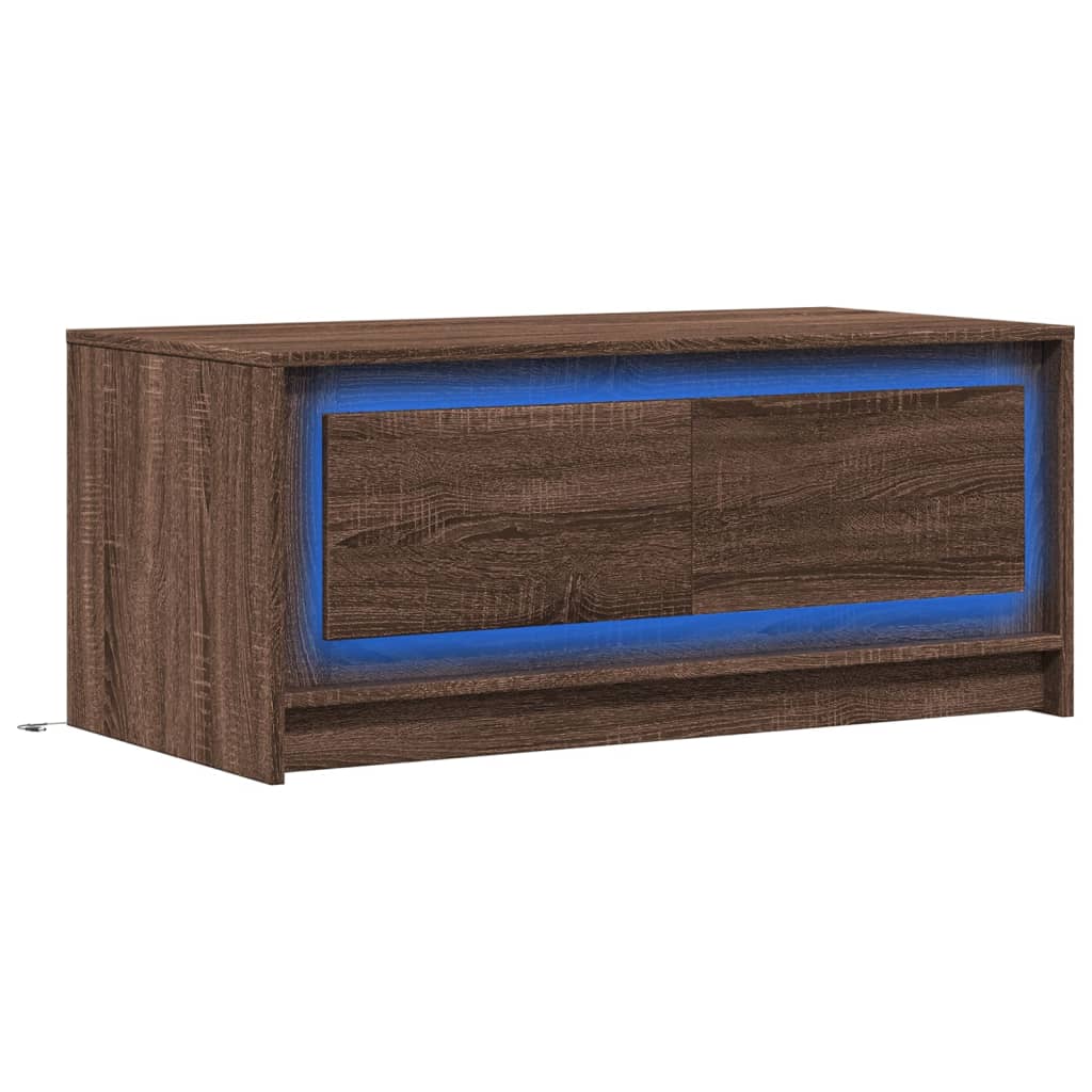 Salontafel met LED-verlichting bewerkt hout bruin eikenkleur