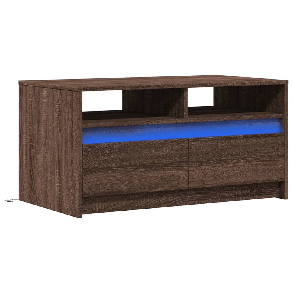 Salontafel met LED-verlichting bewerkt hout bruin eikenkleur