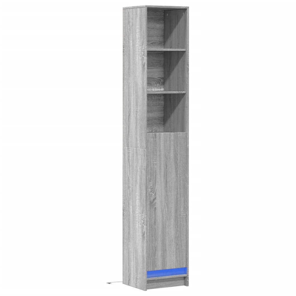 Dressoir met LED 36x32,5x200 cm bewerkt hout grijs sonoma eiken