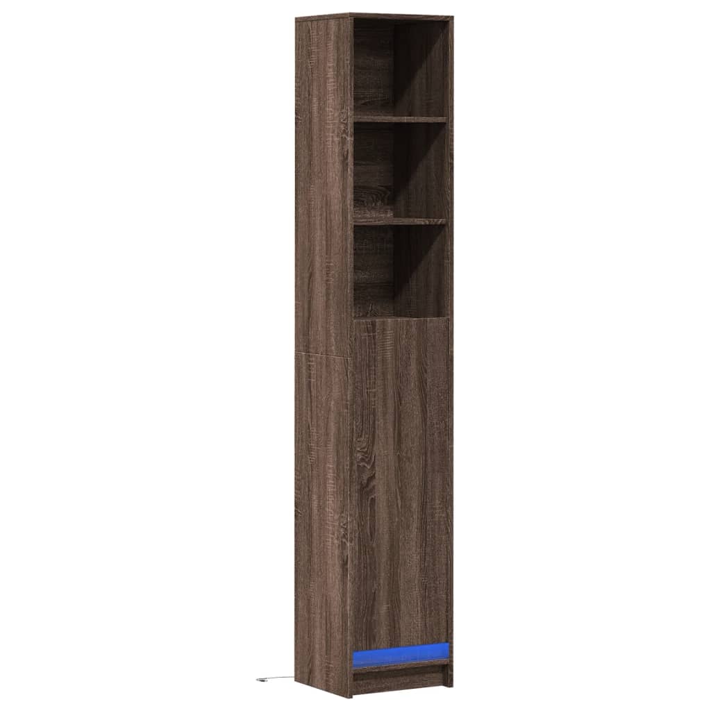 Dressoir met LED 36x32,5x200 cm bewerkt hout bruin eikenkleur